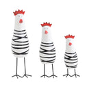 3 Pcs Wooden Chicken Family Set Artificial Animal Ornaments Cute Desktop Decoration Wood Carving Toys for Home Office