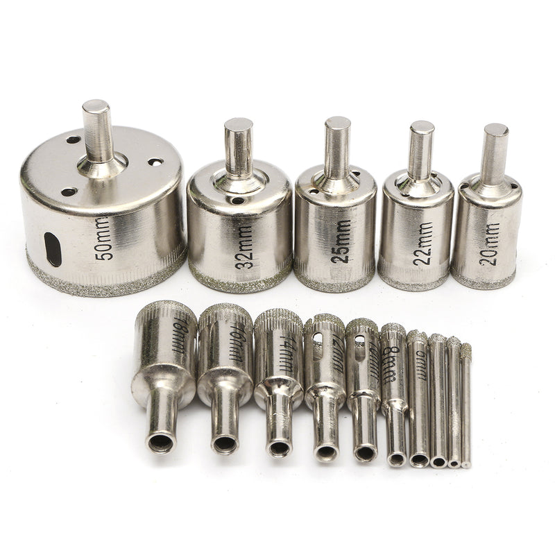 15pcs 3-50mm Diamond Drill Bit Set Hole Saw Cutter For Tile Ceramic Glass Porcelain Marble