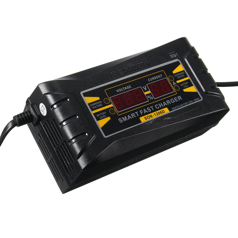Digital LCD 12V 6A Smart PWM Lead Acid Battery Charger Cable For Car Motorcycle
