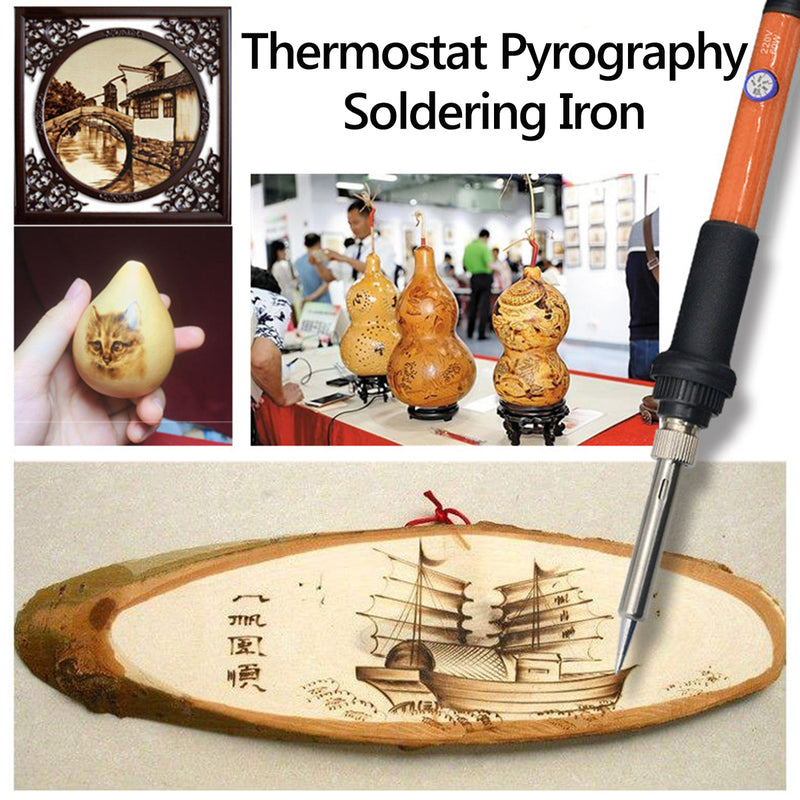71Pcs Electric Solder Iron Wood Burning Pen Stencil Craft Pyrography Tool