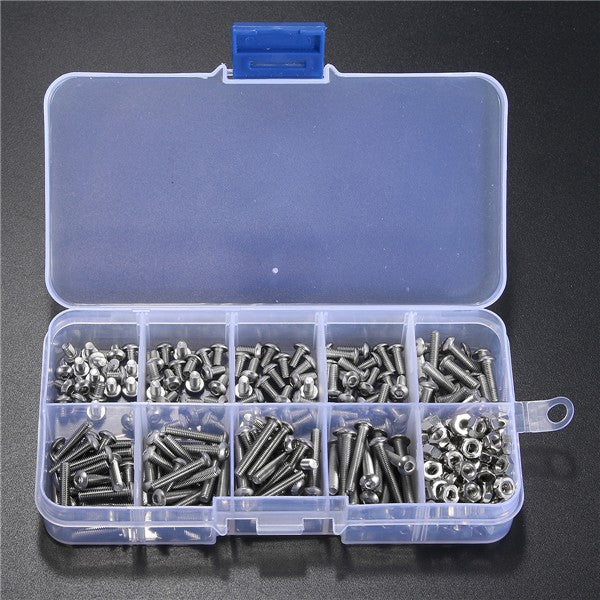 Suleve M3SS1 M3 Stainless Hex Socket Button Head Screws Allen bolt Nut Assortment Kit 340pcs