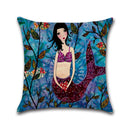 Mermaid Printed Cotton Linen Cushion Cover Square Home Decor Soft Comfortable Pillow Case