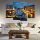 Miico Hand Painted Four Combination Decorative Paintings Night in Venice Wall Art For Home Decoration