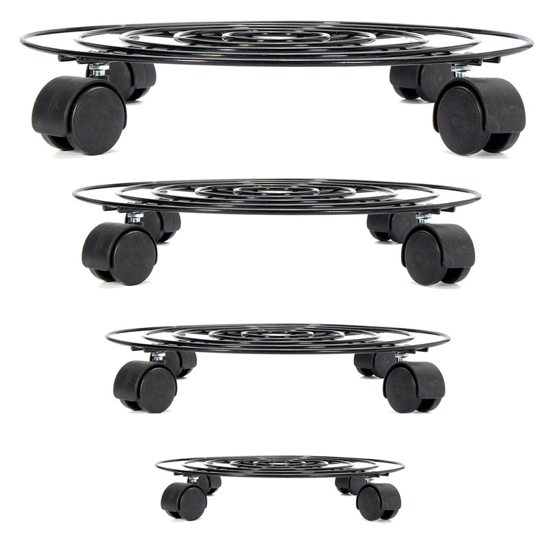 Flower Plant Pot Round Wheels Heavy Mover Trolley Candy Garden Tools Plate Metal Stand Caster Holder