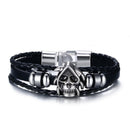 Trendy Leather Punk Skull Head Chain Vintage Men Bracelet Jewelry for Men
