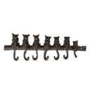Cat Kitten Tail Cast Iron Wall Hook 6 Hooks Coat Keys Towel Rack Cloth Hanger Home Organizer