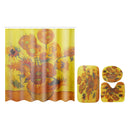 180x180cm Sunflower Bath Fabric Shower Curtains Waterproof Lid Toilet Cover Mat