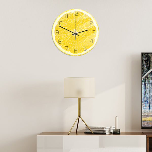 Loskii CC094 Creative Lemon Wall Clock Mute Wall Clock Quartz Wall Clock For Home Office Decorations