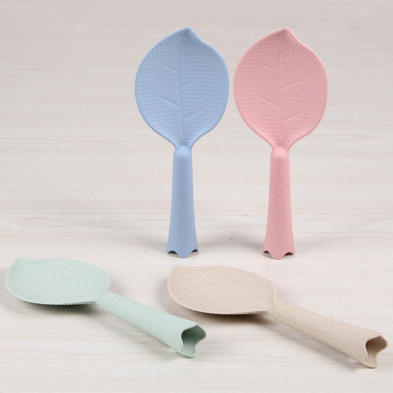 Eco Non-stick Wheat Straw Leaf Shape Standing Rice Spoon Dinnerware Accessories Kitchen Tools