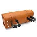 Universal Brown PU Leather Front Rear Motorcycle Tool Bag Luggage Storage Saddlebags