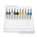 Drillpro DB-P4 10pcs 1.5-2.4mm Carbide End Mill Engraving Bits for CNC PCB Rotary Burrs