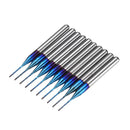 Drillpro 10pcs 0.5-1.0mm Blue NACO Coated PCB Bits Carbide Engraving Milling Cutter For CNC Tool Rotary Burrs