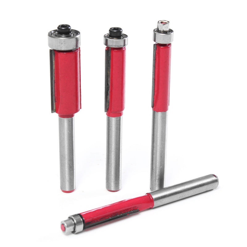 1/4 Inch Shank End Bearing Dual Flutes Trim Cutter Router Bit for Woodworking