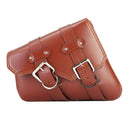 Pair Motorcycle Saddle Side Leather Bags Tool Pouch Universal For Harley