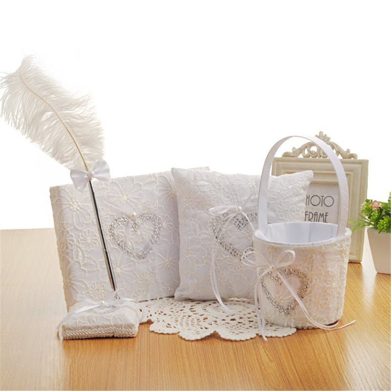 4Pcs/Set Square Ring Pillow Rhinestone Diamond For Wedding Party Decorations