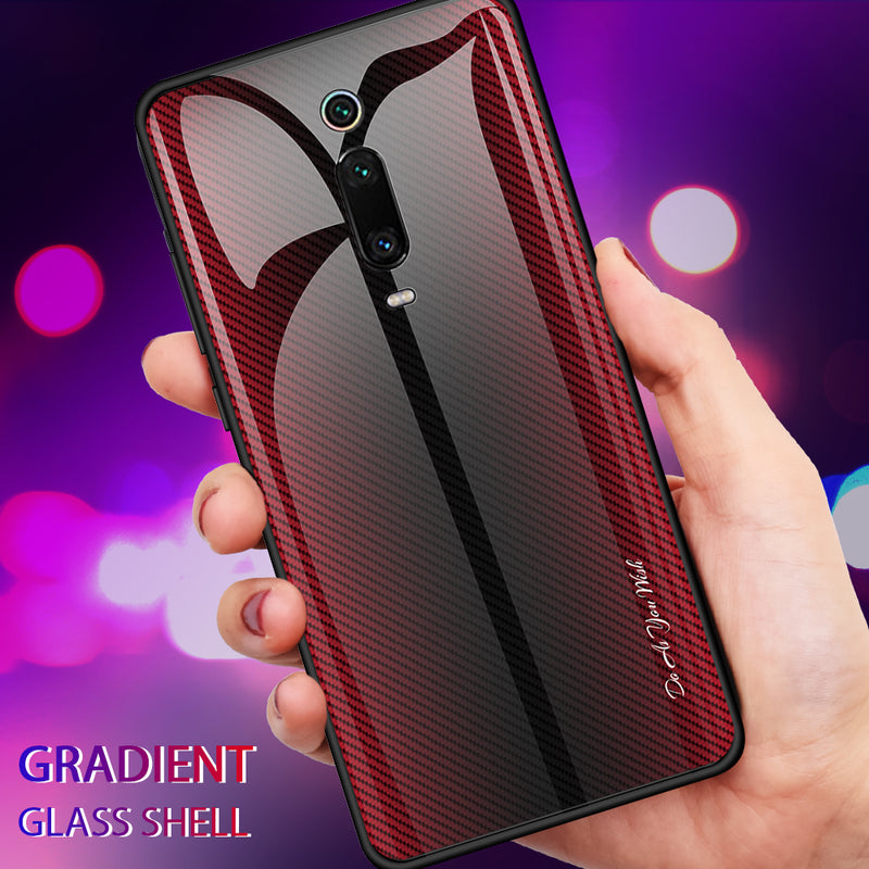 Bakeey Gradient Striped Shockproof Tempered Glass&Soft TPU Protective Case For Xiaomi Mi 9T / Xiaomi Mi9T Pro / Redmi K20 / Redmi K20 PRO