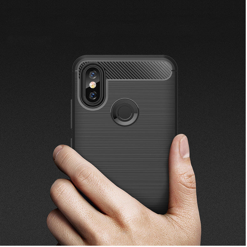Mofi Carbon Fiber Shockproof Silicone Back Cover Protective Case for Xiaomi Mi Max 3