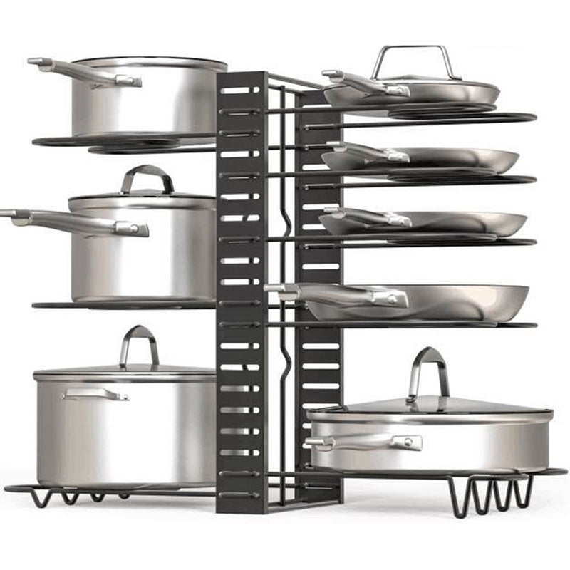 8 Layers Pot Organizer Rack Cabinet Storage Rack Lid Pan Holder Kitchen Countertop
