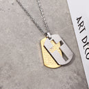 Classic Cross Pendant Necklace Stainless Steel Hang Tag Chain Necklace for Men
