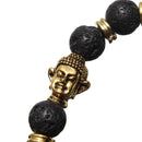 2Ppcs Natural Black Lava Stone Beaded Bracelet Handmade Unisex Bracelets Set