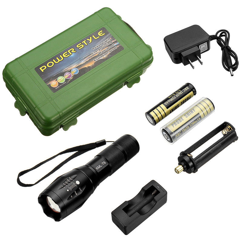 XANES A100  T6 800Lumens 5Modes Brightness Zoomable Tactical LED Flashlight Suit