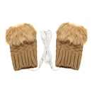 5V USB Heated Gloves Warmer Hands Knitting Fingerless Electric Office Winter Motorcycle