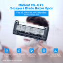 Minleaf ML-HR Men's Razor Blade Refills 5-Layers for Sensitive Skin with Precision Trimming, 8 Count Air-tight Package