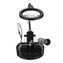 LED Light Soldering Iron Stand Holder Helping Hands Magnifying Glass Magnifier with 3 Arms + Solder Wire Bracket
