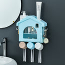 Dust-Proof Punch Free Toothbrush Holder with Cups Automatic Toothpaste Squeezer Dispenser Hair Dryer Holder Rack Home Storage Organizer Set