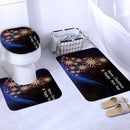 Bathroom Mat Merry Christmas Decoration Style Floor Mat Covered Toilet Lid Shower Curtain
