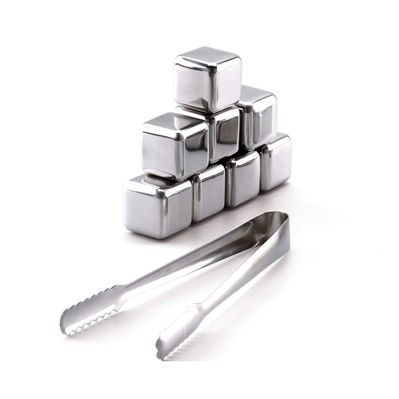 Minleaf ML-IC1 8 PCS Reusable Stainless Steel Ice W-ine Particles Ice Cube Frozen Ice Blocks Maker W-hiskey Ice Cube Maker Ice Maker Useful W-ine B-eer Cooler