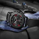 DOM M-1229BL Sport Men Watch 3ATM Waterproof Chronograph Luminous Display Genuine Leather Quartz Watch