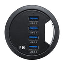 Mount In Desk Powered 4 Port USB 3.0 HUB Charging Adapter Cable Organizer