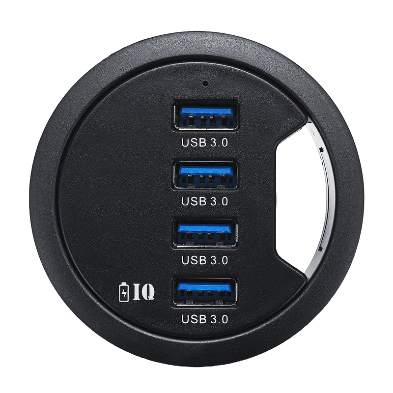 Mount In Desk Powered 4 Port USB 3.0 HUB Charging Adapter Cable Organizer