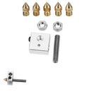 MK8 Aluminum Heating Block + 1.75mm 0.2/0.3/0.4/0.5/0.8mm Nozzle + M6*30mm Throat Kit For 3D Printer