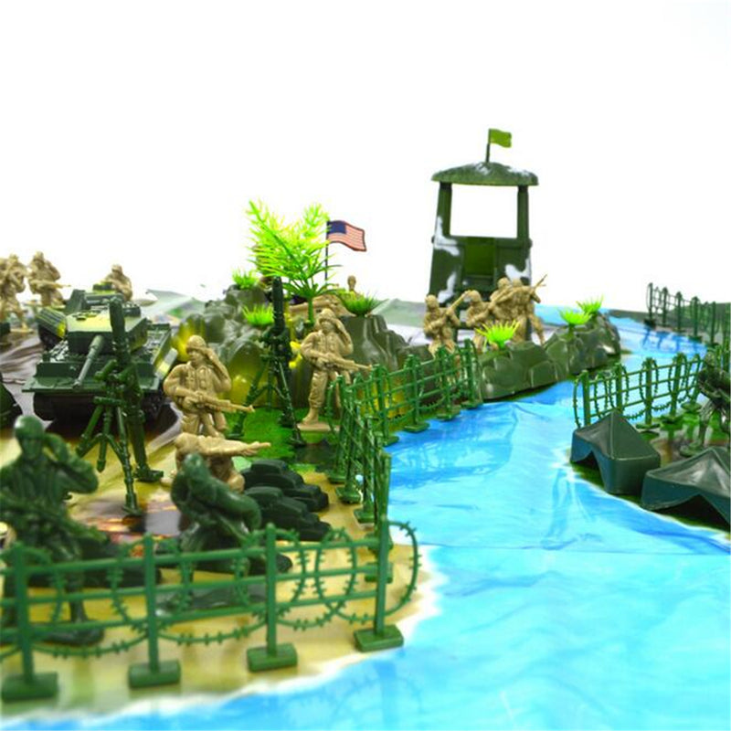 90pcs DIY Military Model Playset Plastic Toys Soldier Army Men Figures & Accessories