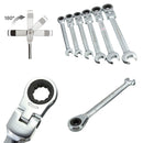 DANIU Flexible Pivoting Head Ratchet Combination Spanner Wrench Garage Metric Tool 6 Size
