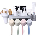 4 in 1 Automatic Toothpaste Dispenser+Toothbrush+Hair Dryer+Mug Holder Set Wall Mount