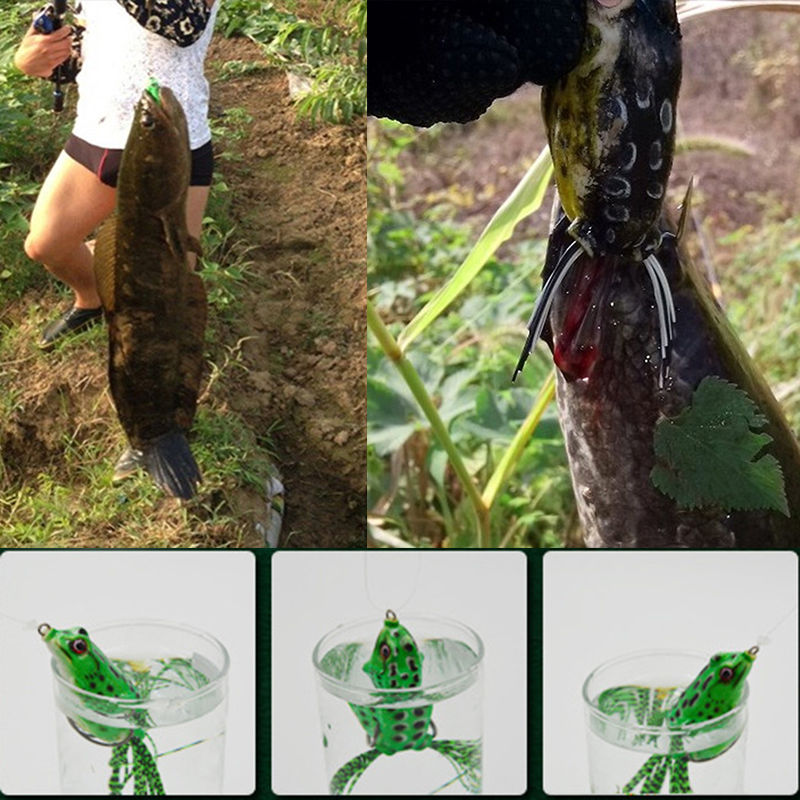 ZANLURE 5Pcs 6CM Large Frog Topwater Fishing Lure Crankbaits Hooks Bass Bait Tackle