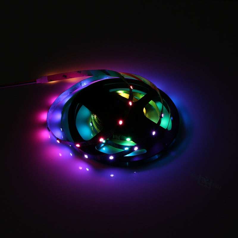 Non-waterproof WS2812 1M/2M Smart LED Strip Light+DC5-24V SP501E Controller Work White Alexa Google Assistant