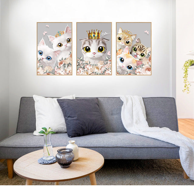 3Pcs/1Set DIY Princess Photo Frame Cat Decoration Paste Ins Wind Wall Sticker