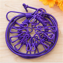 Portable Retractable Clothesline Windproof Stretch Drying Rack 12 Clips Iron-Wire PP Clothesline