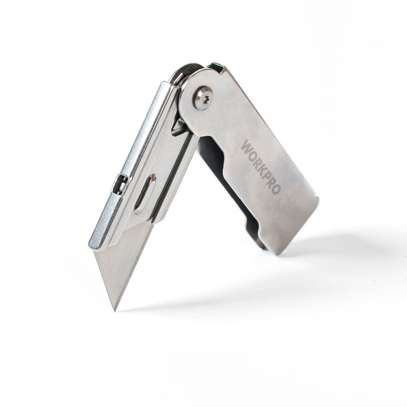 WORKPRO 3pcs Folding Practical Cutter Set Stainless Steel Cutting Box Paper Quick Change Knif e