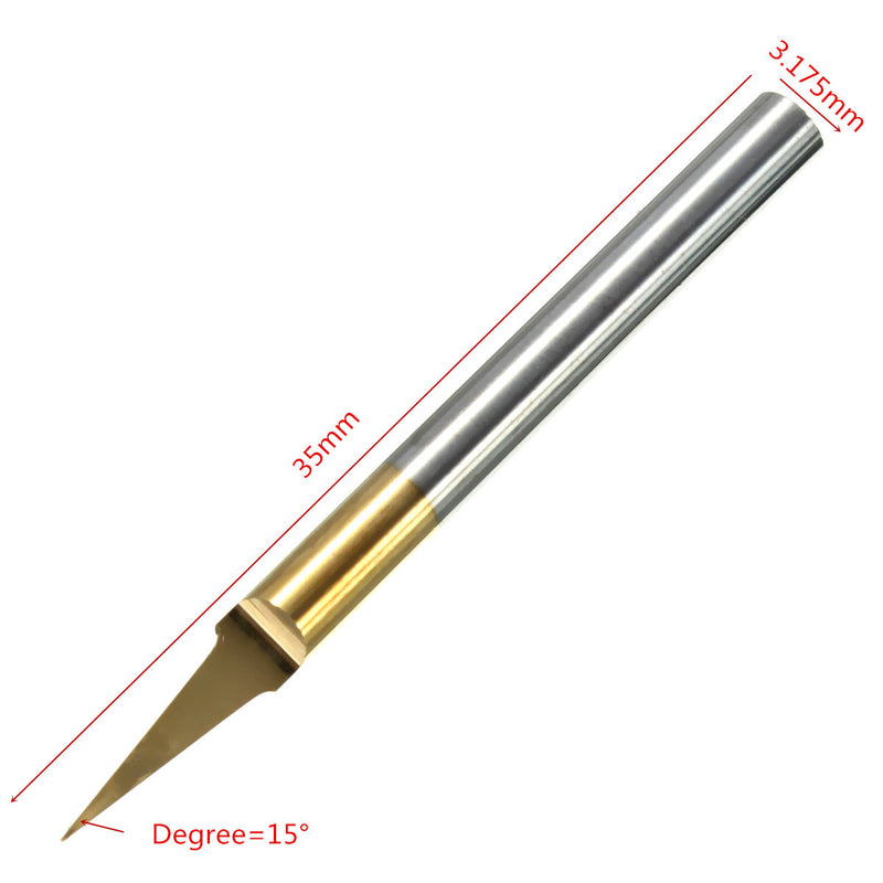 5pcs 0.1mm 15 Degree Titanium Coated Carbide Flat Bottom PCB Engraving Bit CNC Router Tool