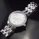 Fashion Crystal Luxury Big Number Stainless Steel Band Men Women Quartz Watch