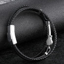 Creative Mini Guitar Men's Leather Multilayer Braided Titanium Steel Bracelet
