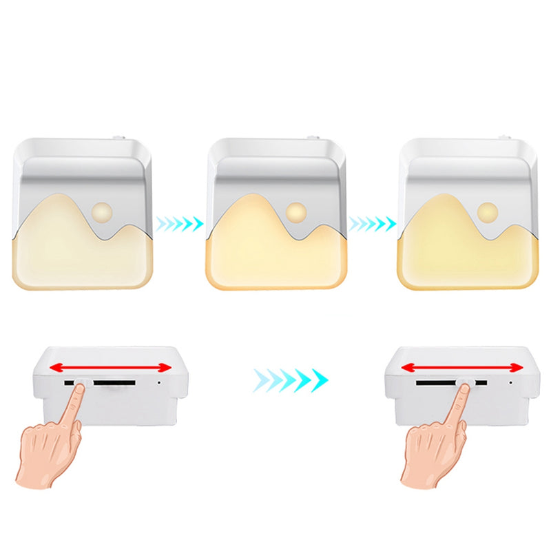 Plug-in Light Sensor Dimmable LED Night Light Bedside Wall Lamp Home Indoor Decor AC100-240V