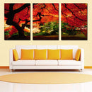 Miico Hand Painted Three Combination Decorative Paintings Maple Tree Wall Art For Home Decoration