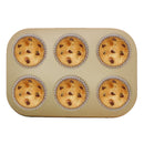 6pc Muffin Pan Baking Cooking Tray Mould Round Bake Cup Cake Gold/Black