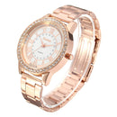 Men Women Crystal Rhinestone Plated Stainless Steel Analog Quartz Wrist Watch With Logo